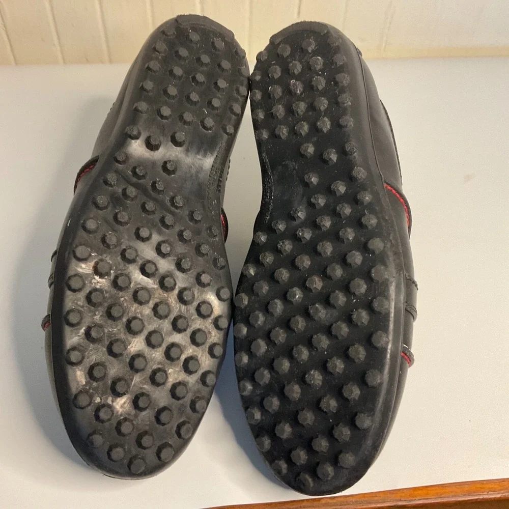 Bally Golf Shoes Shoes 27902 Black Leather Red/White Stitching‎ Women's 7.5